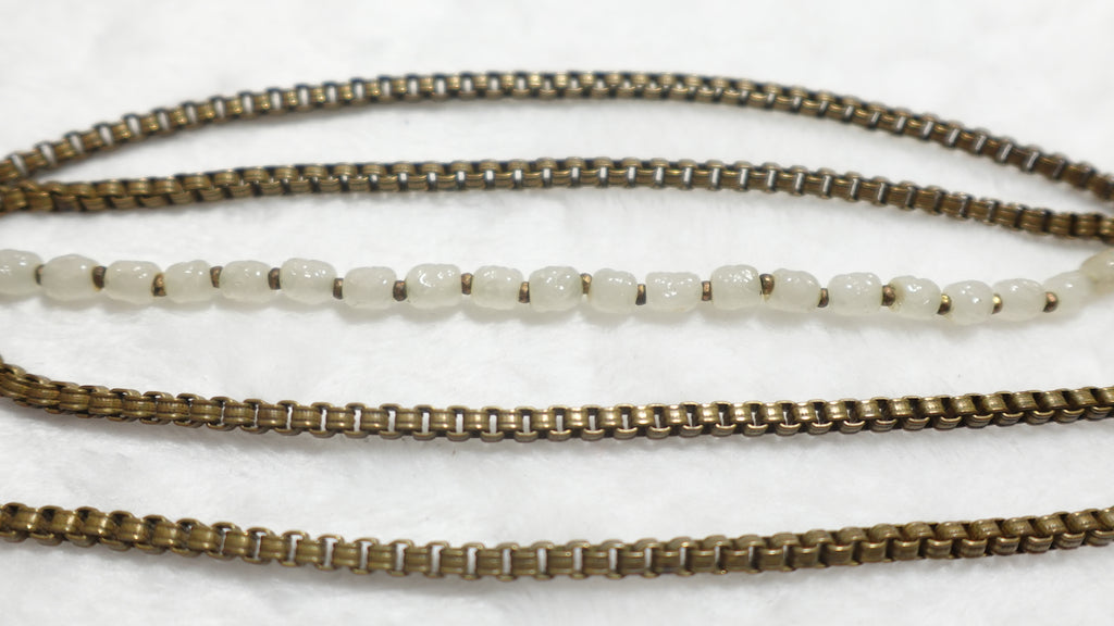 Vintage Miriam Haskell Bronze and Pearl Rope Style Multi-Strand Necklace