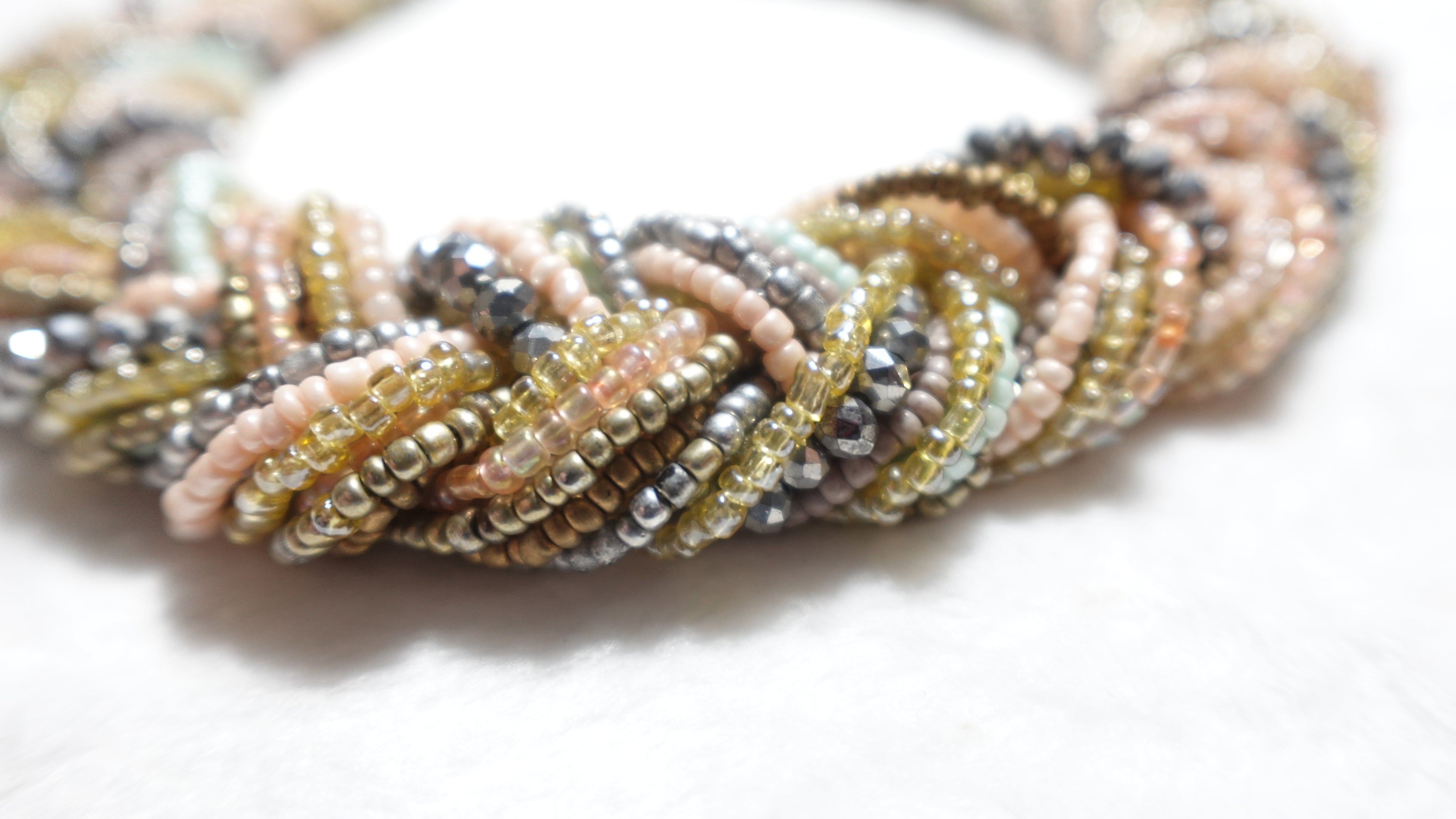 Vintage Braided Bead Necklace Collar Multi Strands French Fashioned 18"
