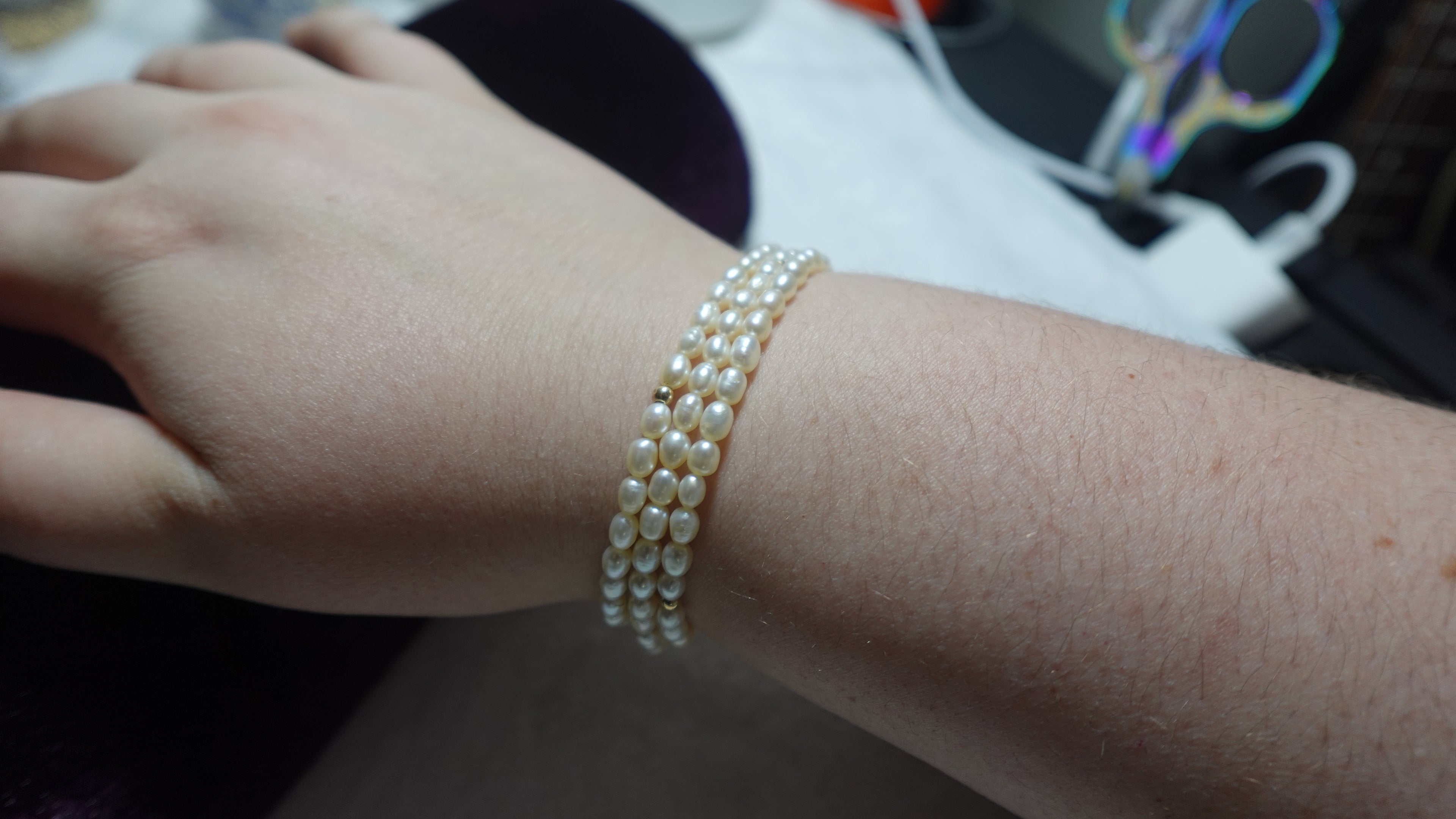 Vintage 14K Gold, IPS Pearl 8" Bracelet