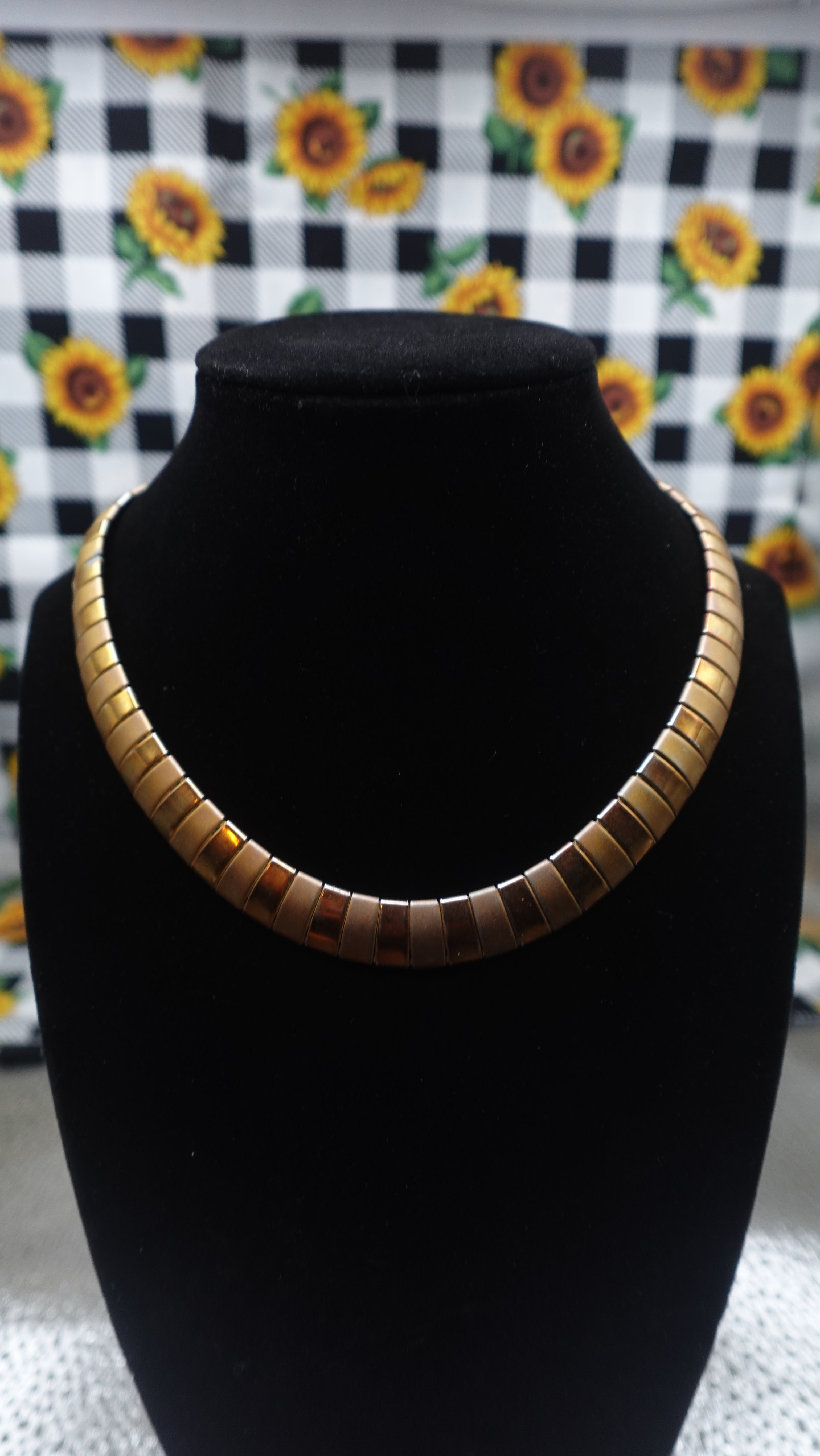 Vintage Gold Tone Multi-Color Choker Necklace