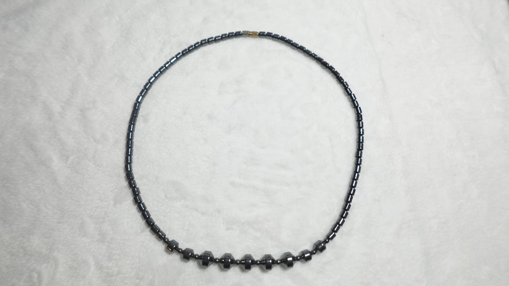 Hematite Tube Twist Stone Bead Necklace