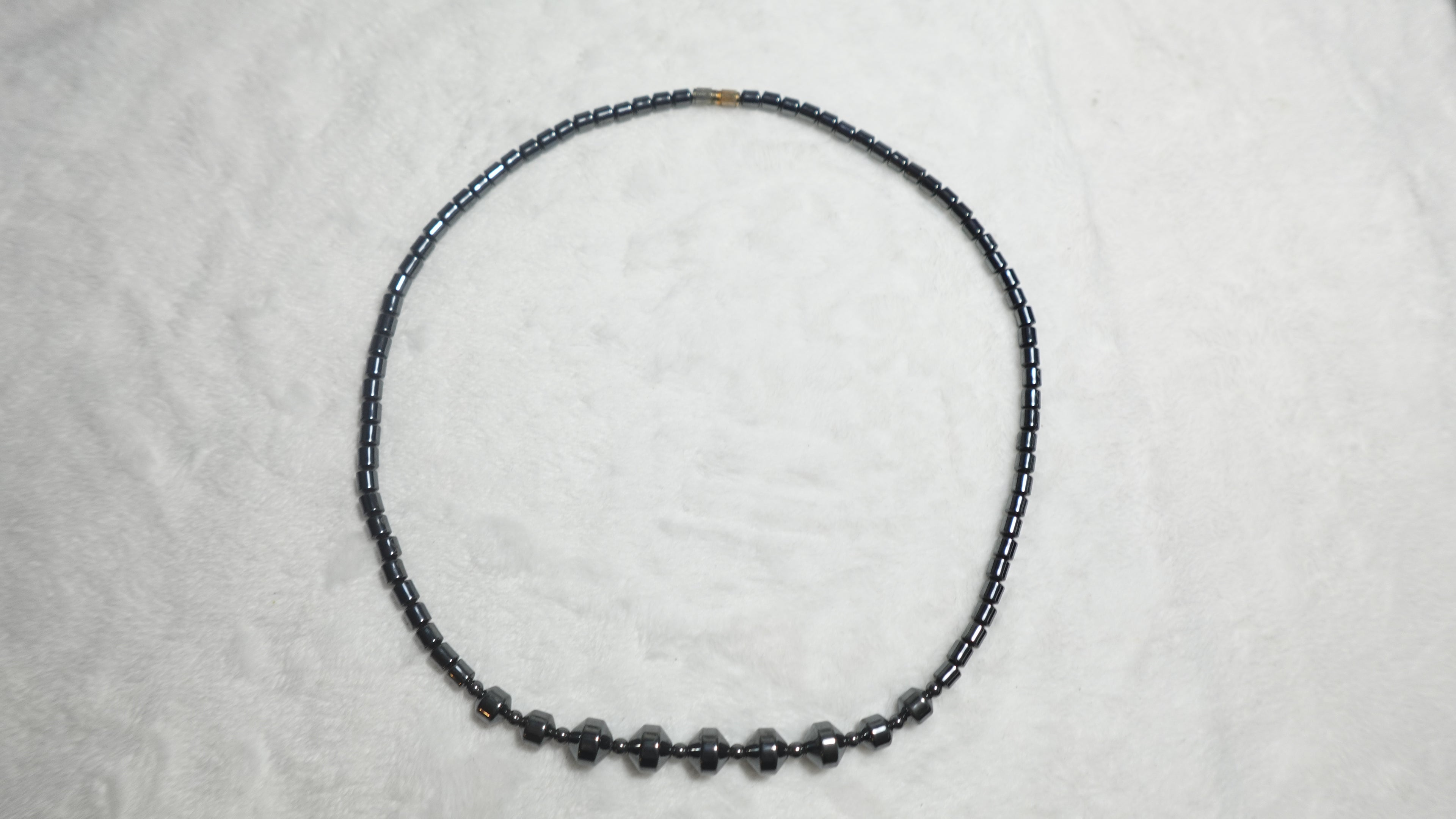 Hematite Tube Twist Stone Bead Necklace