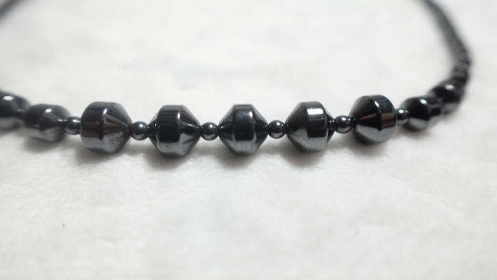 Hematite Tube Twist Stone Bead Necklace
