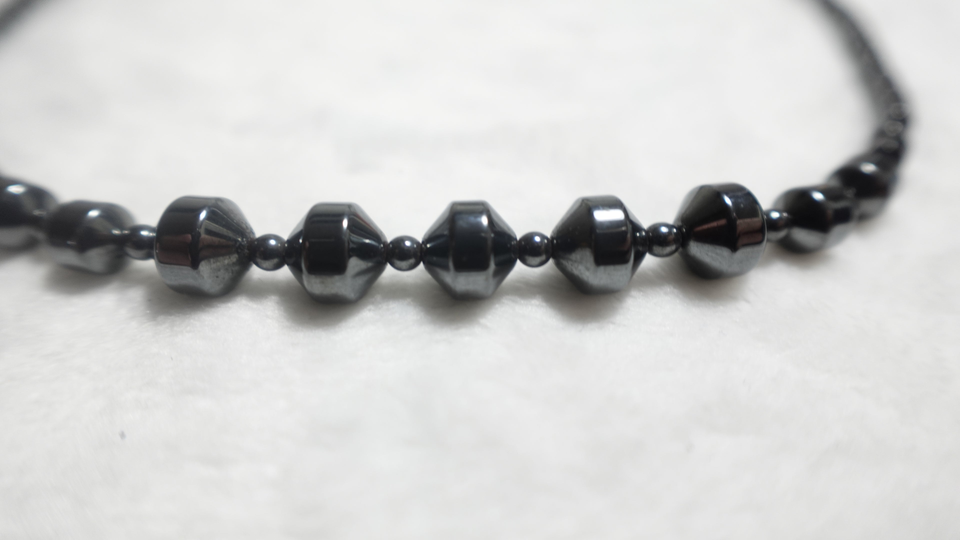 Hematite Tube Twist Stone Bead Necklace