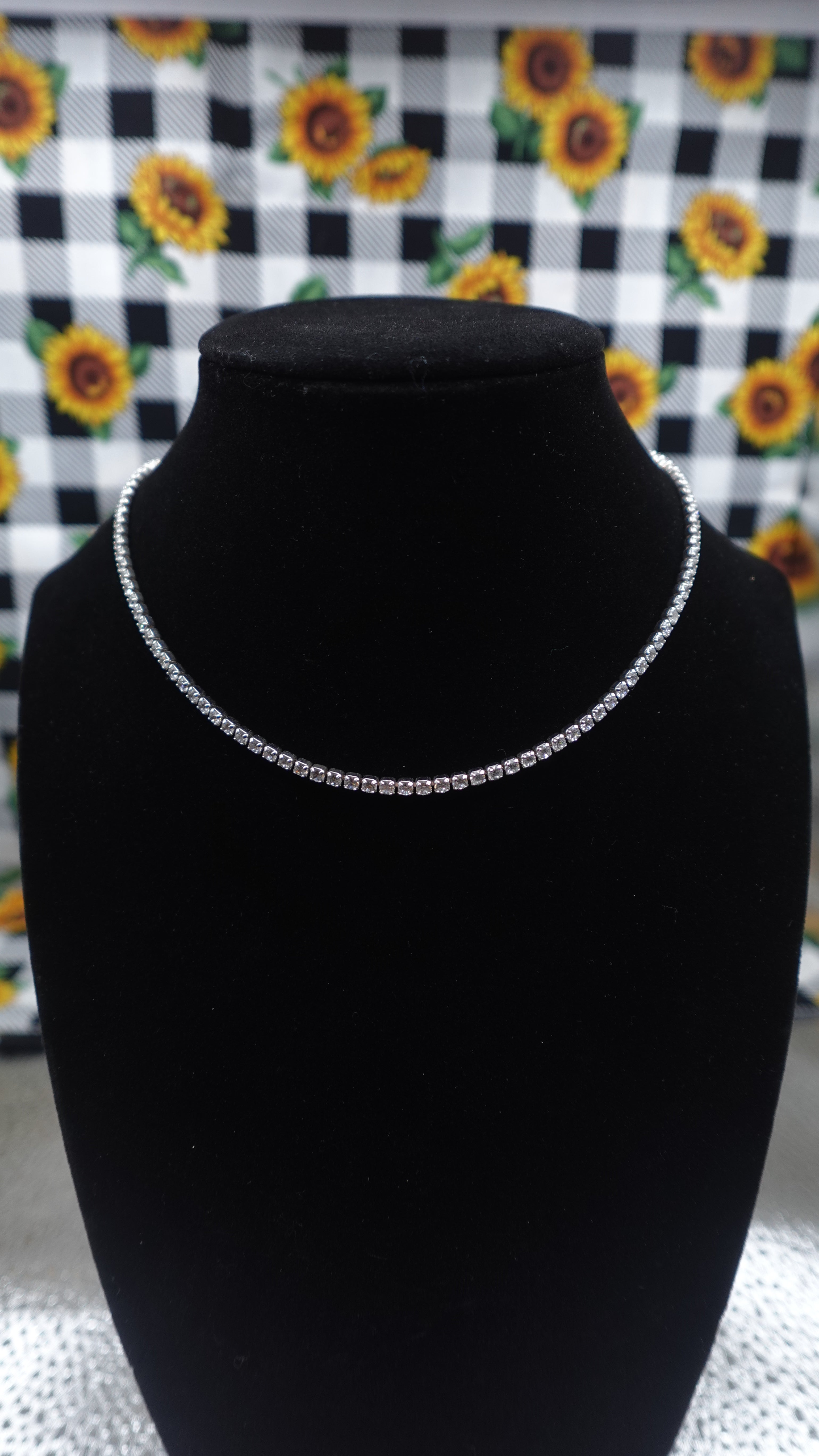 Silver Tone Rhinestone Bolo Necklace