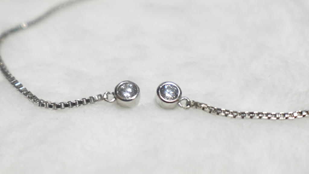 Silver Tone Rhinestone Bolo Necklace