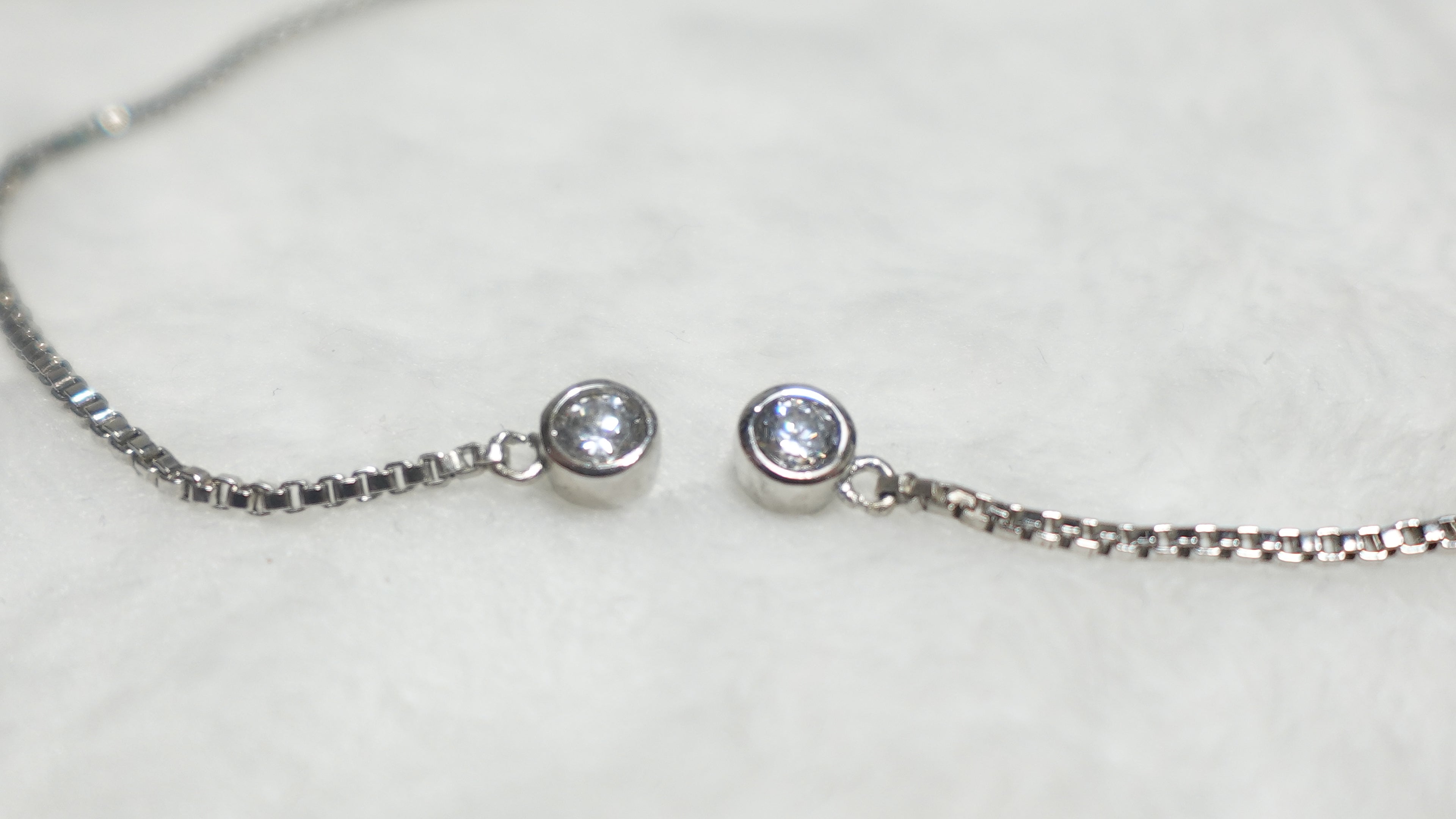 Silver Tone Rhinestone Bolo Necklace