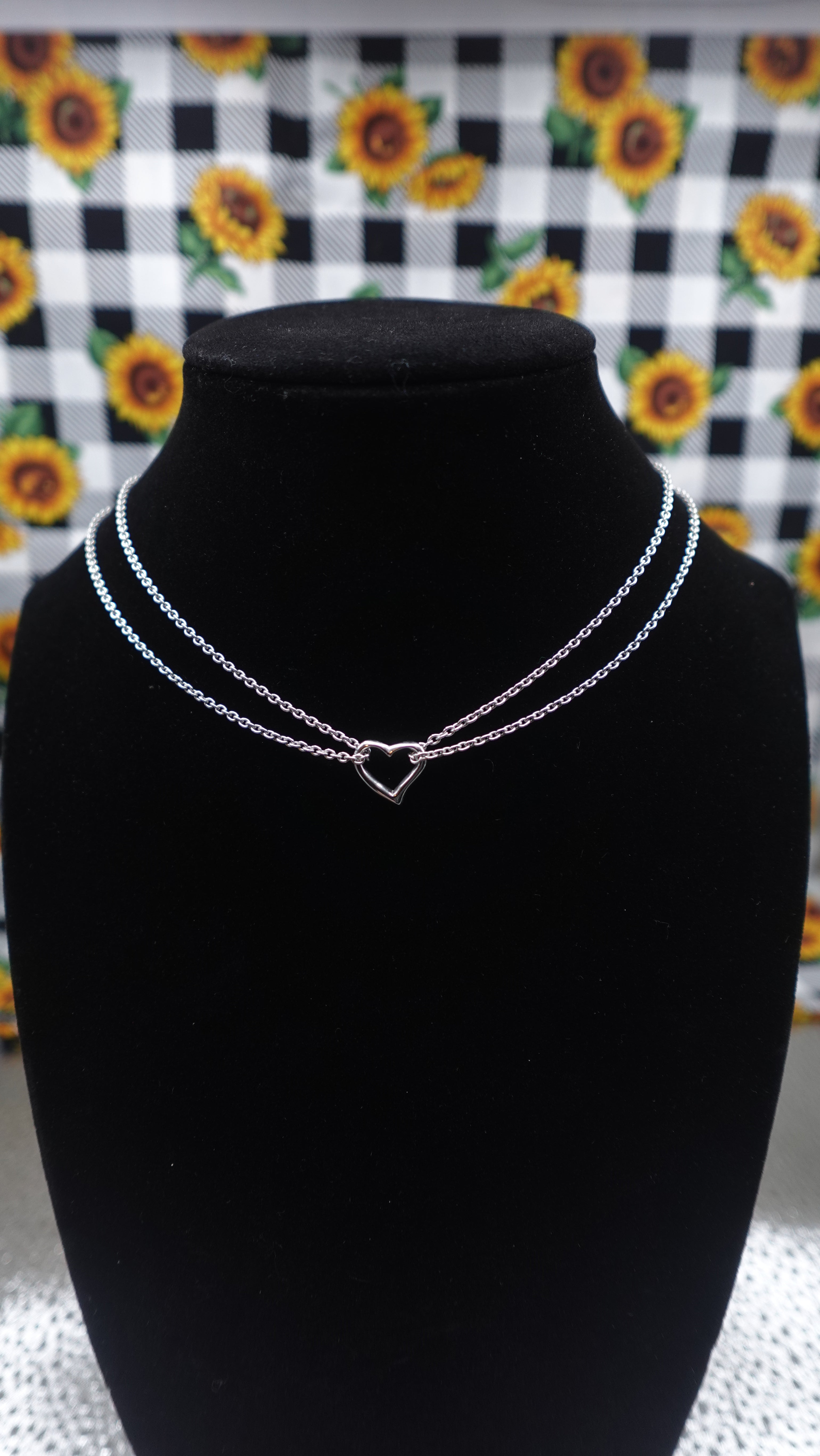 Sterling Silver Multi-Chain Heart Necklace