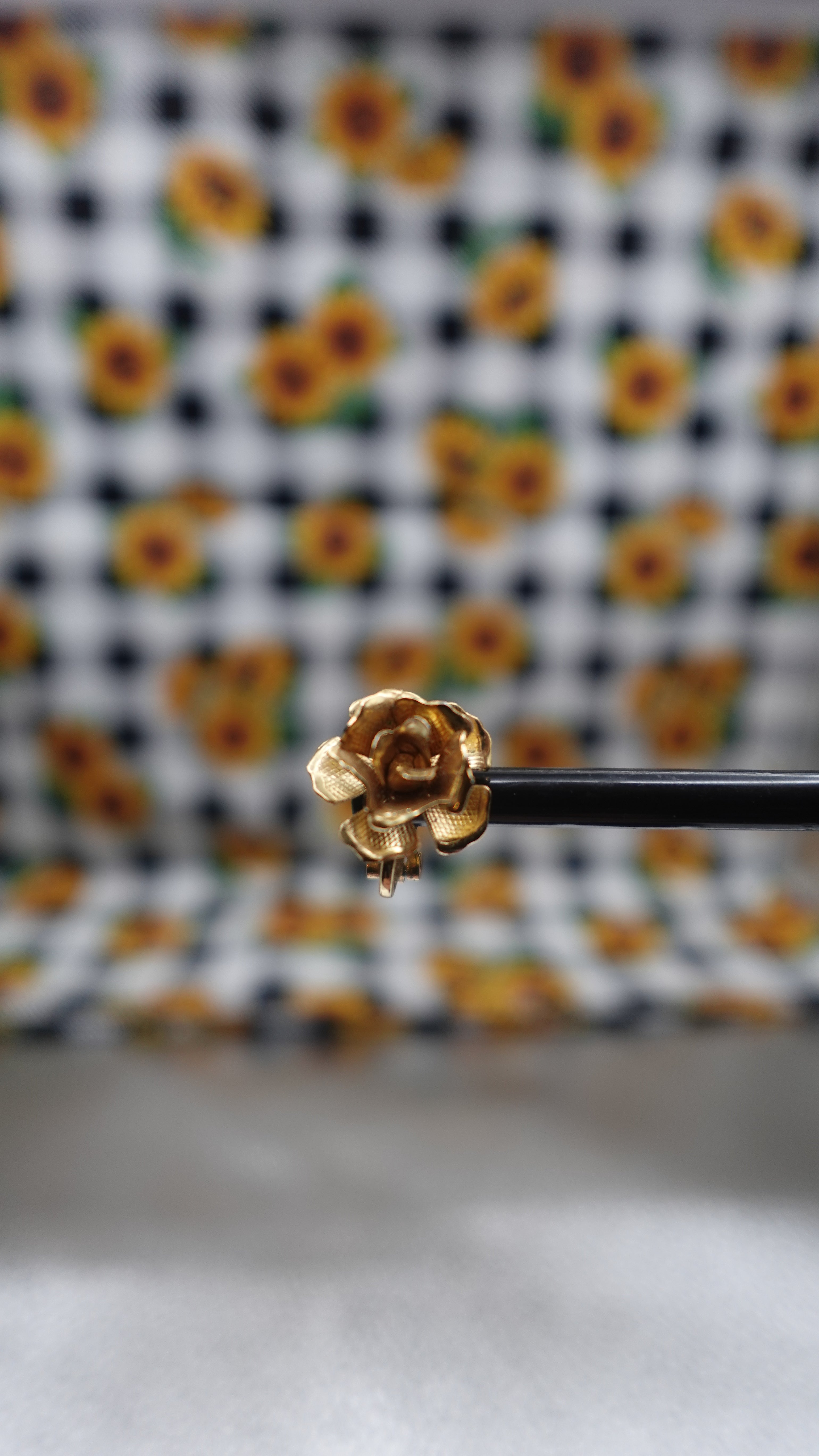 Vintage Gold Tone Rose Earrings