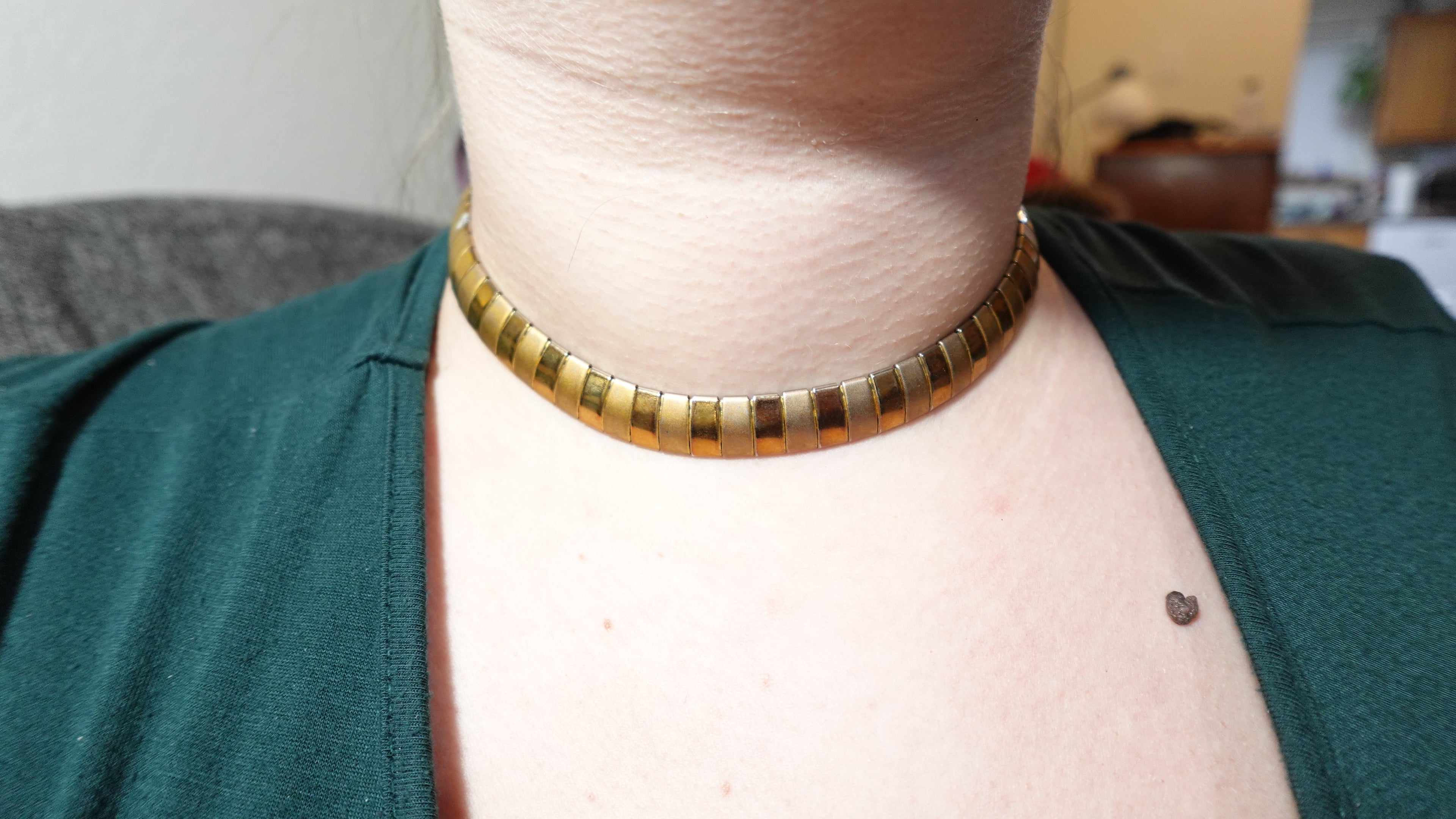 Vintage Gold Tone Multi-Color Choker Necklace