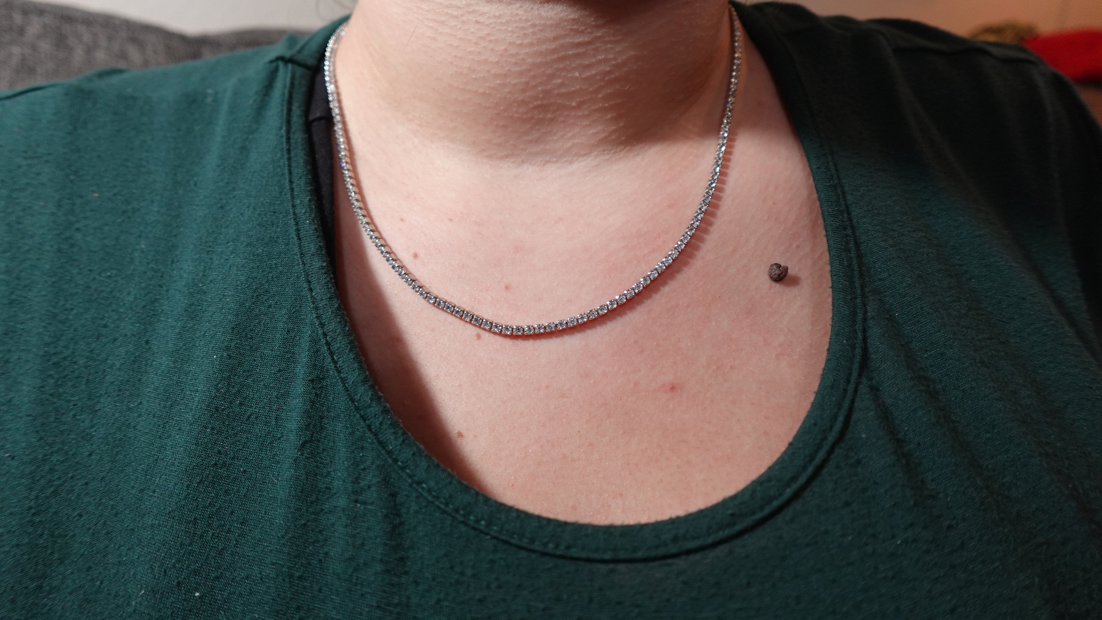 Silver Tone Rhinestone Bolo Necklace