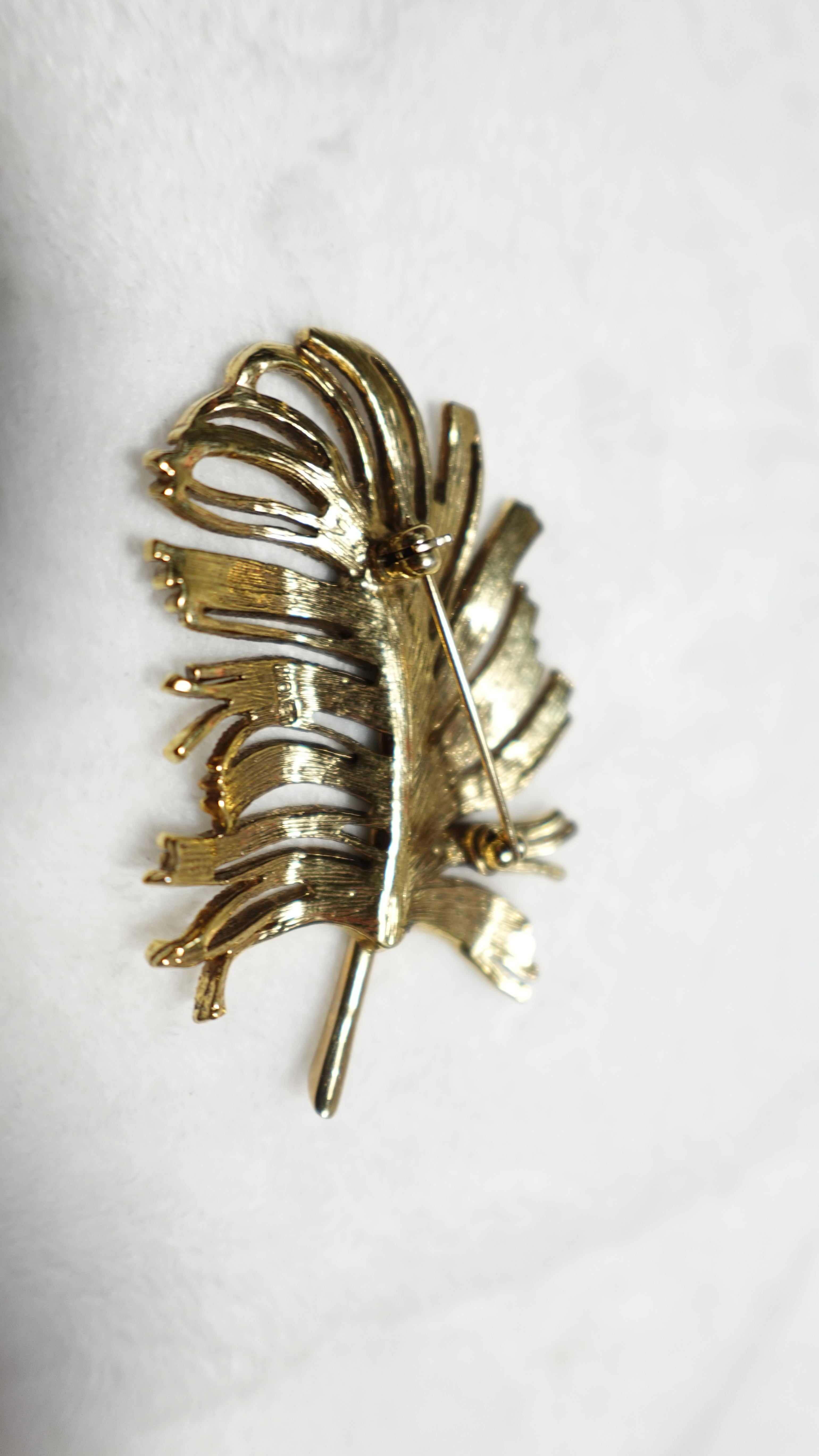 Vintage Gold Tone Monet Feather Pin